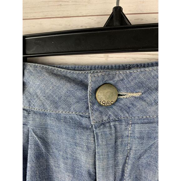 GAP 1969 Skirt Womens size 2 TALL Blue Soft Chambray Pockets Pleated - Picture 5 of 7